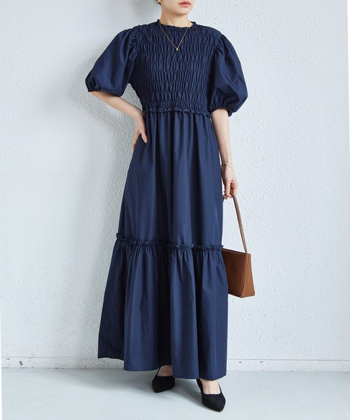 「MAISON DE THERESE」 半袖ワンピース FREE ネイビー レディース_画像9