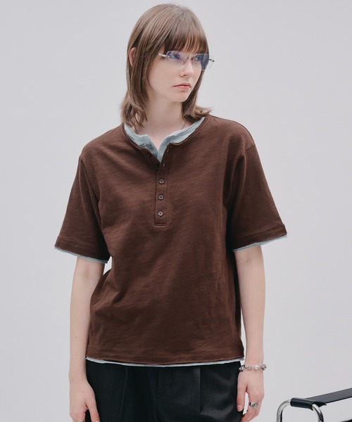SELLE GLANT（セレグランテ） ヘンリーネック tシャツ LAYERED HENLEY