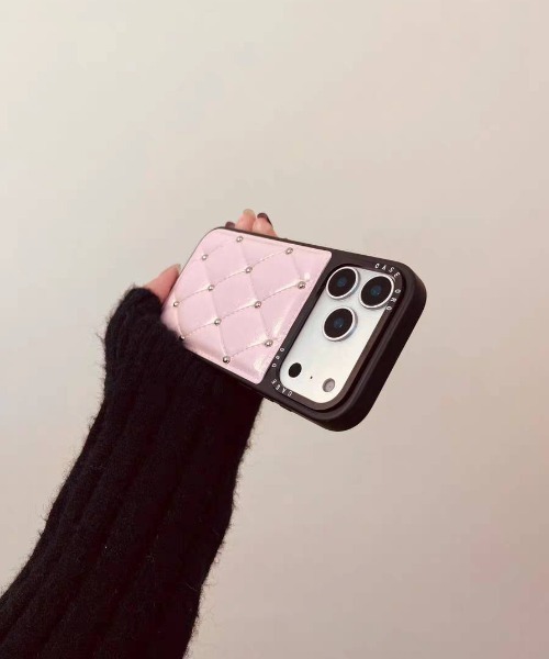 スマホケース キルティング スタッズ ドット iPhone ケース 13/14