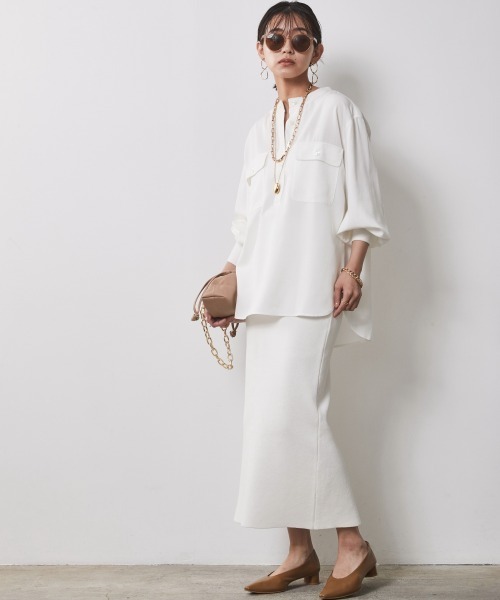 「CHIC STYLE」 長袖ブラウス L オフホワイト レディース_画像6