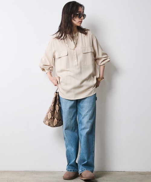 「CHIC STYLE」 長袖ブラウス L オフホワイト レディース_画像8