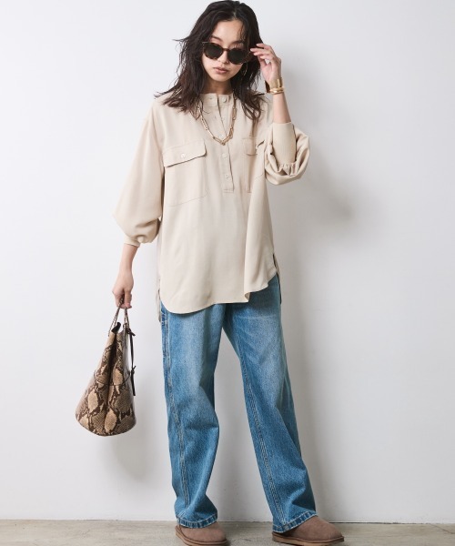 「CHIC STYLE」 長袖ブラウス L オフホワイト レディース_画像9