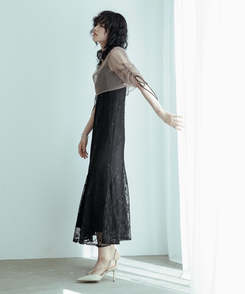 niana ドレス チュールボレロレースキャミワンピレイヤード