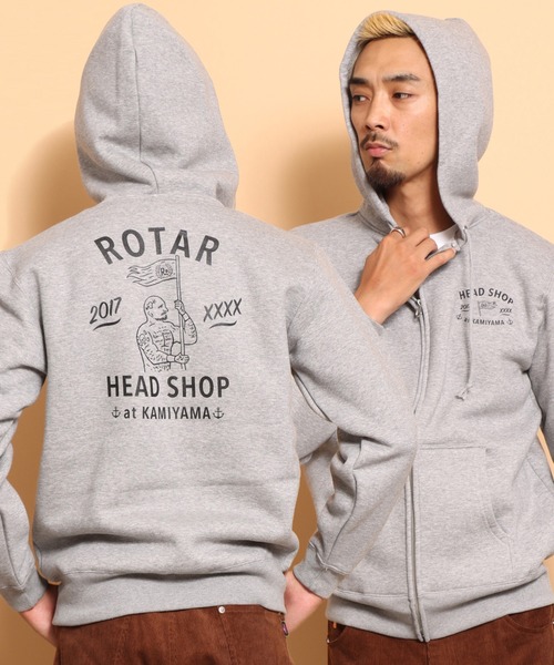 ROTAR（ローター） パーカー HEAD SHOP Zip Up PARKA バックプリント