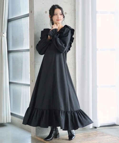 Newlyme ワンピース バックリボンマキシワンピース : ZOZOTOWN
