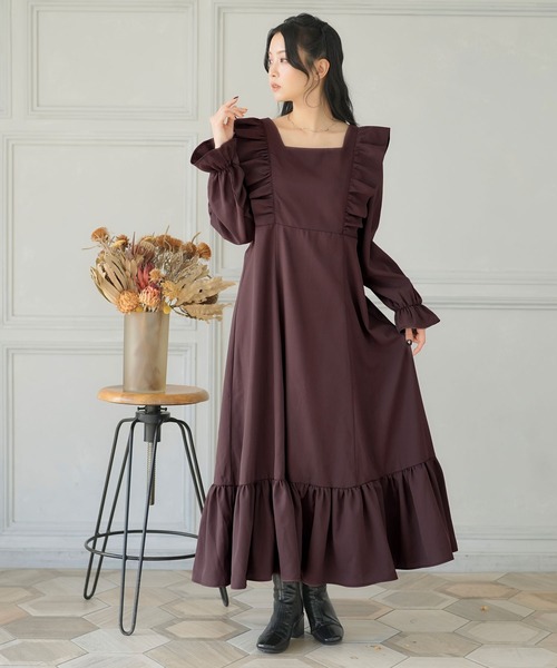 【送料込】ハイネック ウエストリボン フレア マキシ ワンピース Newlyme ワンピース バックリボンマキシワンピース : ZOZOTOWN