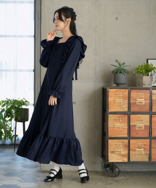 Newlyme ワンピース バックリボンマキシワンピース : ZOZOTOWN