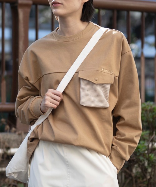 S'more tシャツ 2Way pocket l/s big t shirts レディース