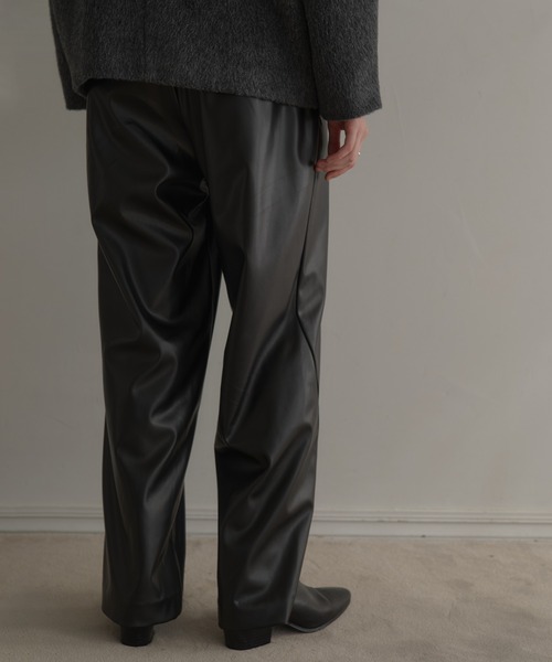 パンツ [JLS] VEGAN LEATHER FIREMAN PANTS MANOF（マノフ） パンツ VEGAN LEATHER SLIT PANTS レディース