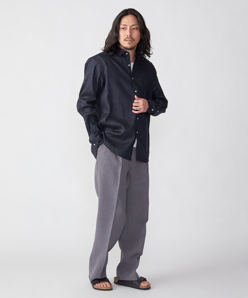 SHIPS シャツ SHIPS: SOLOTEX(R) リネン レギュラーカラー