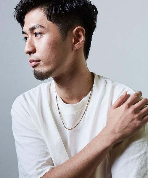 ■AKM■人気 シルケット加工シングルジャージー S/S キーネック エムズ スタイル シルケットジャージー シアー異素材切替