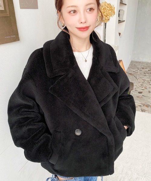 美品 miumiu ナポレオン ジャケット Pコート ショート ウール モヘア miu ミュウミュウ ダウンジャケット MIU レディース ニット