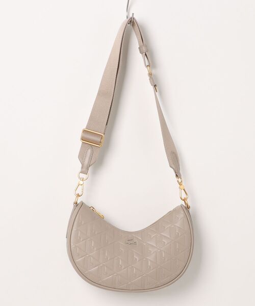 【LACOSTE】MAHEKI Moon Bag_NF4710M (BEIGE)〜バッグ★IVE 着用 Women's Maheki Embossed Leather Half Moon Bag - Bags - New