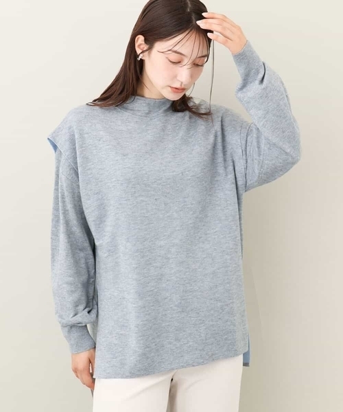 ニット セーター 2024AW/配色ニットベスト×クルーネックニット ツインセット/洗える レディース
