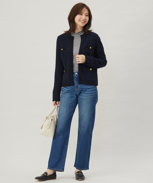 ジャケット ノーカラージャケット TWEED ニット レディース : ZOZOTOWN