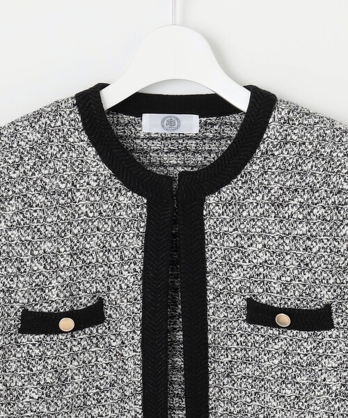 ジャケット ノーカラージャケット TWEED ニット レディース : ZOZOTOWN