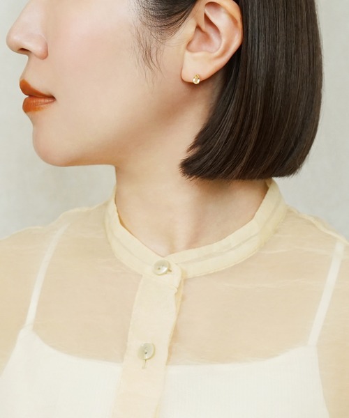 ピアス 「 Solo Pierce」「 推しカラー」K18・K10 レモンクォーツ しずくハーフピアス レディースの画像