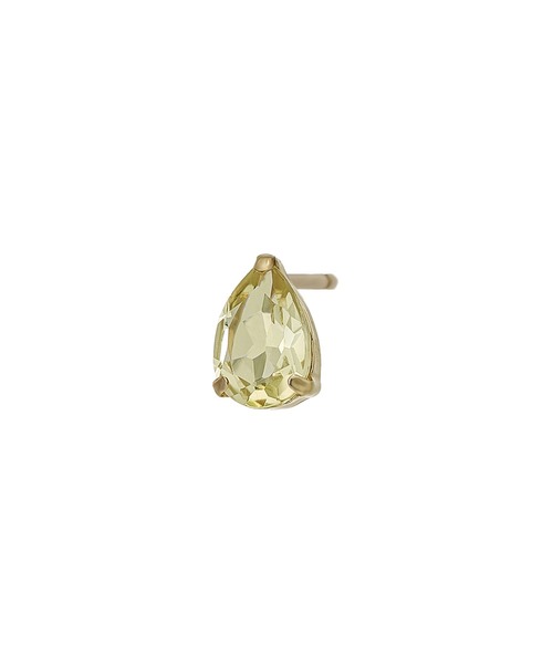 ピアス 「 Solo Pierce」「 推しカラー」K18・K10 レモンクォーツ しずくハーフピアス レディースの画像