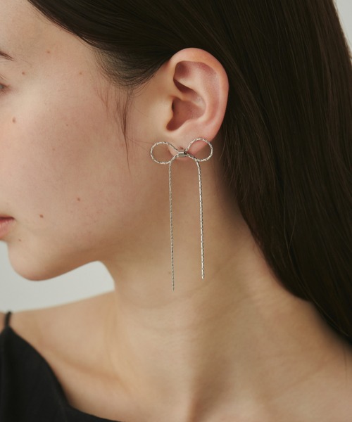 ciite' ピアス 「 金属アレルギー対応 」 チェーンリボンピアス