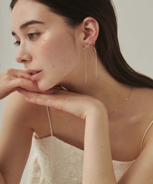 ciite' ピアス 「 金属アレルギー対応 」 チェーンリボンピアス