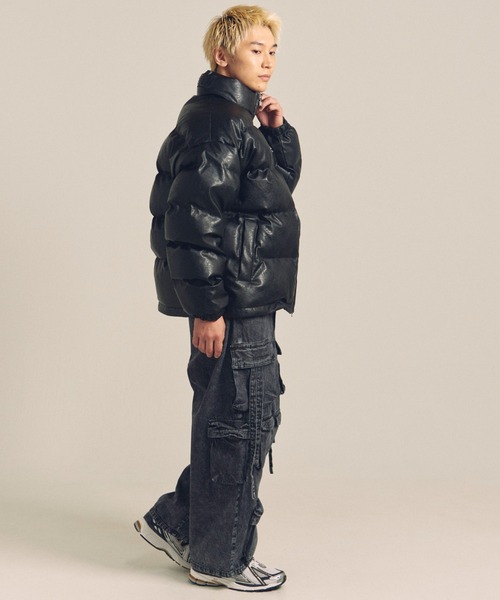 ジャケット・アウター fuu FUBU コート ジャケット FUBU-Faux Leather Puffer Jacket