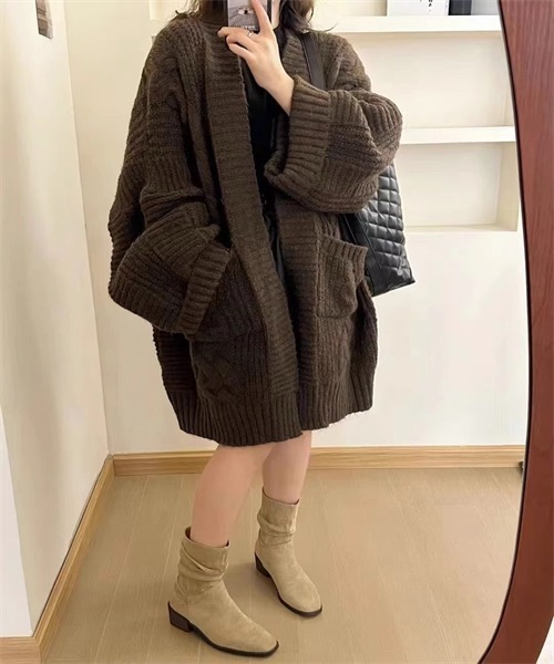定価17,280円♡新品✨ケーブルニット コットン カーディガン S FREE STYLISTS カーディガン 短丈ケーブルニットカーディガン