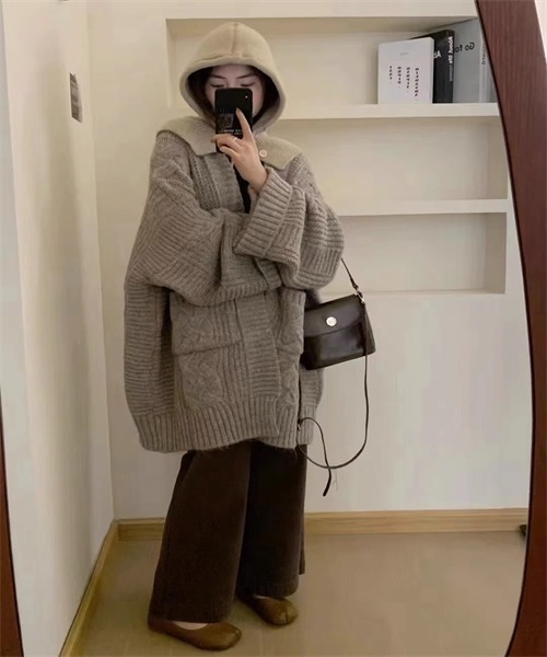 定価17,280円♡新品✨ケーブルニット コットン カーディガン S HARVESTY(ハーベスティ) 手編みケーブルニット カーディガン CABLE