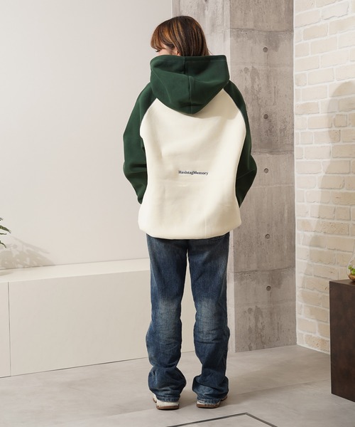 パーカー 「MEMORY」スターロゴ ボンディング ラグランパーカー/ Star logo bonded raglan hoodie レディース メン セール】【MEMORY】スターロゴ ボンディング ラグランパーカー