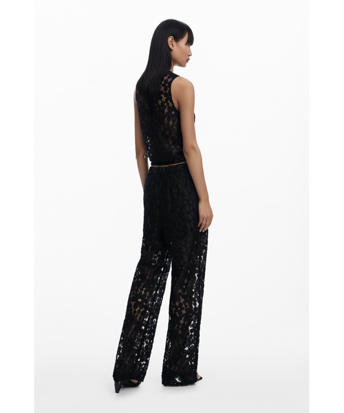 Desigual ✨大人気✨ブラック タックパンツ デシグアル Desigual タック付きレディースブラックパンツ