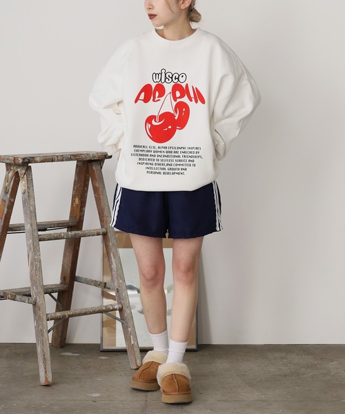 ROOP TOKYO トレーナー スウェット チェリーロゴスウェット ルーズ