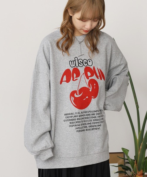 ROOP TOKYO トレーナー スウェット チェリーロゴスウェット ルーズ