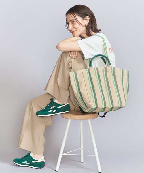 トートバッグ 「別注」「beej」ストライプ 刺繍 -2WAY
