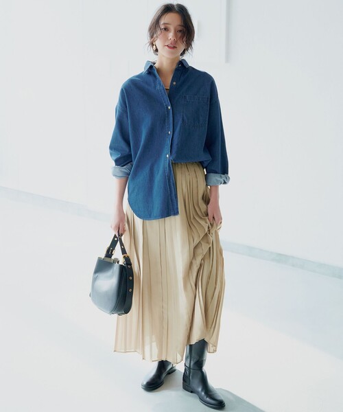 スカート 「洗える」シアーコンビ プリーツ : ZOZOTOWN Yahoo!店