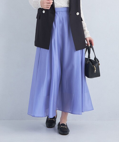 【グリーンレーベルリラクシング】36 ロングスカート フレアスカート ドット柄 UNITED ARROWS green label relaxing - グリーンレーベル