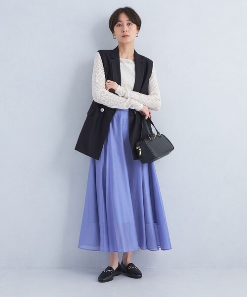 パリインポート フレアスカート ライムグリーン 上質ローン素材 Sサイズ green label relaxing スカート 「size SHORTあり」シアー