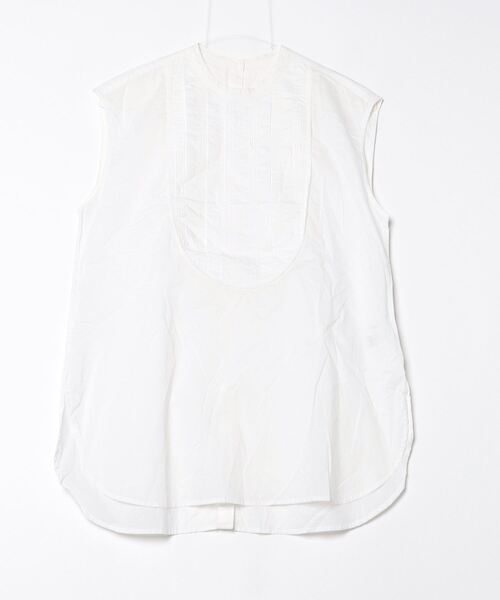 UNITED ARROWS◆ノースリーブブラウス/FREE/ポリエステル/WHT/1516-162-1575 オーガンジーフリル ノースリーブブラウス