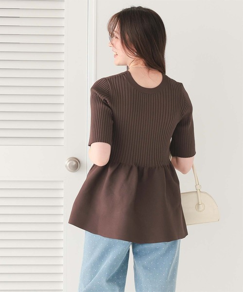 ニット セーター 2WAYスリットヘムスラブニット レディース PUBLIC TOKYO ニット セーター ショートヘムモヘアタックニット