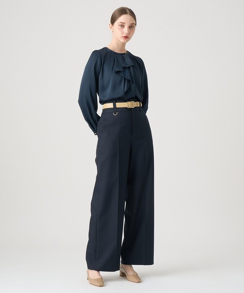 ANAYI（アナイ） ブラウス シャツ ヴィンテージサテンラッフルブラウス
