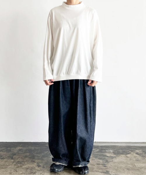 tシャツ HARVESTY / ハーベスティー MOCK NECK EGG L/S TEE (A52503) エッグTシャツ モックネック ビッグシル