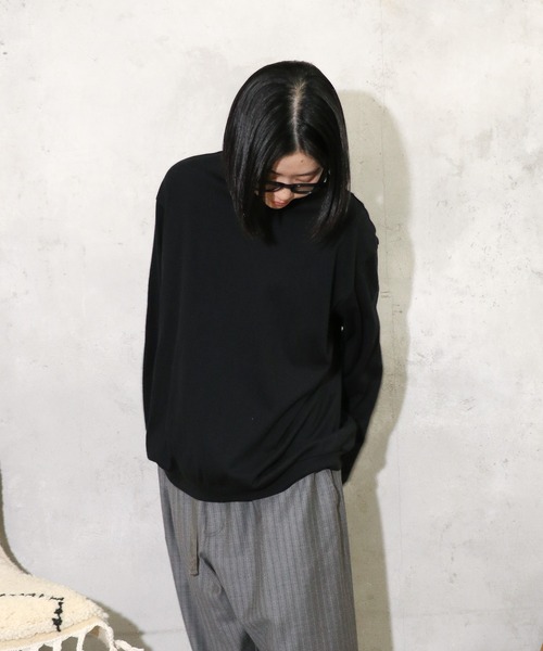 tシャツ HARVESTY / ハーベスティー MOCK NECK EGG L/S TEE (A52503) エッグTシャツ モックネック ビッグシル HARVESTY tシャツ / ハーベスティー MOCK NECK EGG L/S TEE