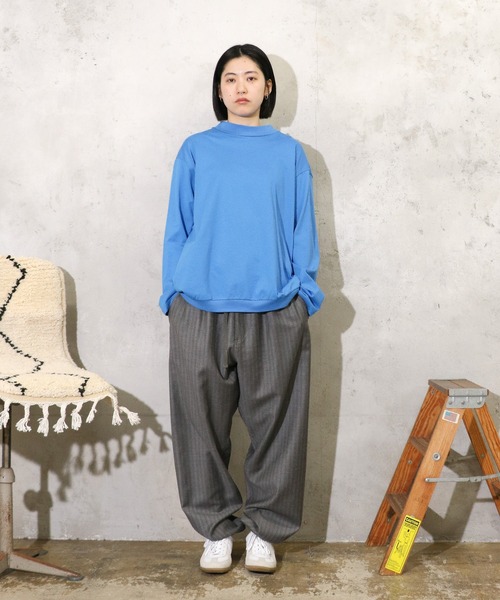 tシャツ HARVESTY / ハーベスティー コーマ天竺 MOCK NECK EGG TEE エッグＴシャツ モックネック ビッグシルエット レディ HARVESTY tシャツ / ハーベスティー コーマ天竺 MOCK NECK EGG
