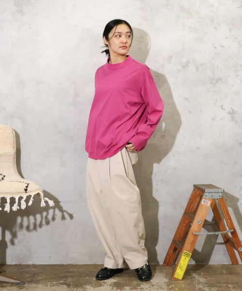 tシャツ HARVESTY / ハーベスティー MOCK NECK EGG L/S TEE (A52503) エッグTシャツ モックネック ビッグシル セール】HARVESTY / ハーベスティー MOCK NECK EGG L/S TEE