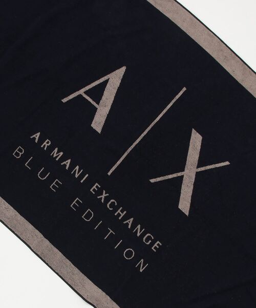 Armani Exchange ビーチタオル ホワイト/ブラック ARMANI EXCHANGE 「A|X アルマーニ エクスチェンジ
