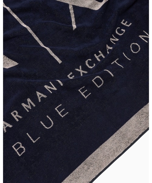 Armani Exchange ビーチタオル ホワイト/ブラック ARMANI EXCHANGE 「A|X アルマーニ エクスチェンジ