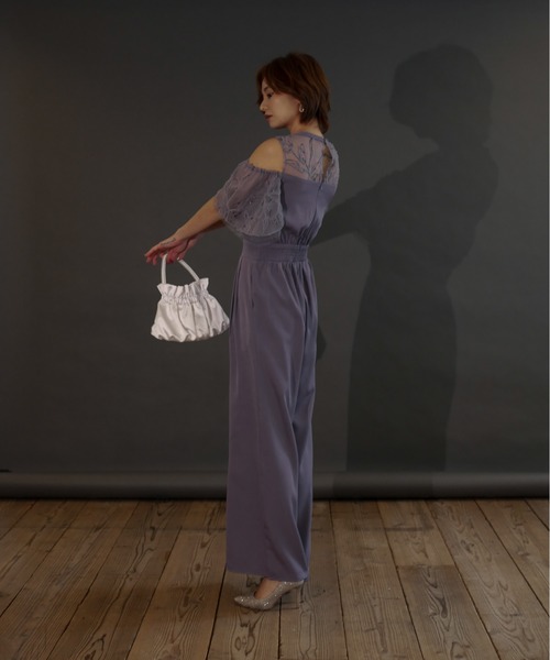 My shawty パンツ ドレス ネイビー My shawty パンツドレス 2way fringe lace pants dress