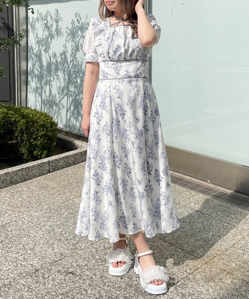 abc une face ワンピース コルセット花ワンピース : ZOZOTOWN