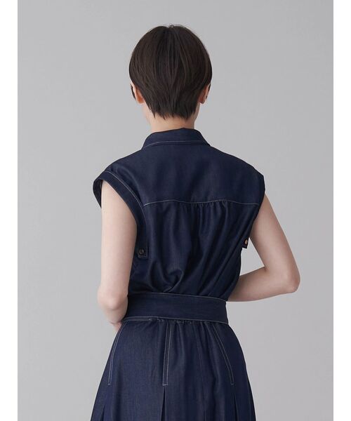 TONAL ブラウス シャツ デニムライクギャザーフレンチブラウス