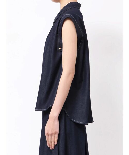 TONAL ブラウス シャツ デニムライクギャザーフレンチブラウス