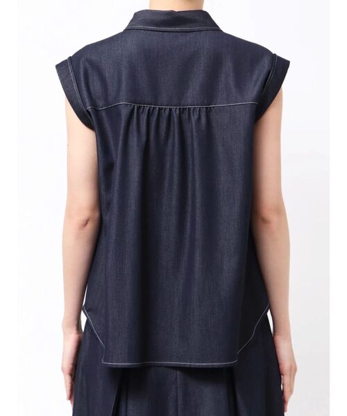 TONAL ブラウス シャツ デニムライクギャザーフレンチブラウス