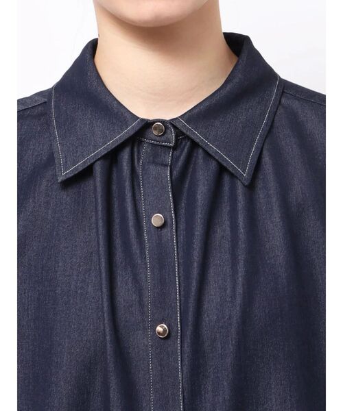 新品未使用タグ付き！TONAL ブラウス　定価17600円 TONAL ブラウス シャツ デニムライクギャザーフレンチブラウス